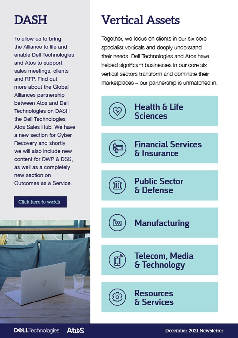 Information on Dell Technologies and Atos's focus on six core specialist vertical sectors.